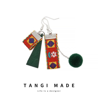 2017新款TANGI原创设计店主自留韩国chic风复古时尚毛球耳环耳饰