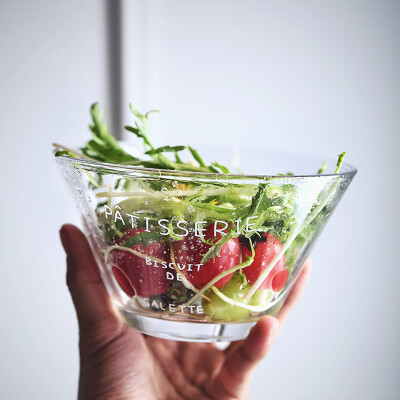lototo日式水果沙拉碗家用玻璃碗泡面碗汤碗小清新字幕大号玻璃碗