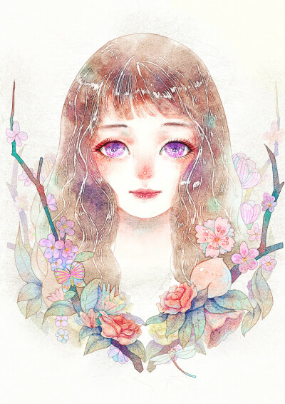 花与少女 作者：芜意