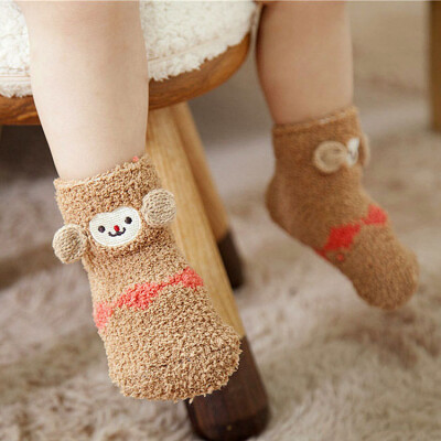 日系宝宝地板袜硅胶防滑珊瑚绒儿童袜子女冬季毛巾袜加厚保暖婴儿