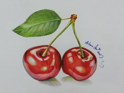 #彩铅# #手绘# #樱桃#