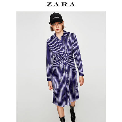 ZARA 新品 女装 结饰条纹长衫 04786257044