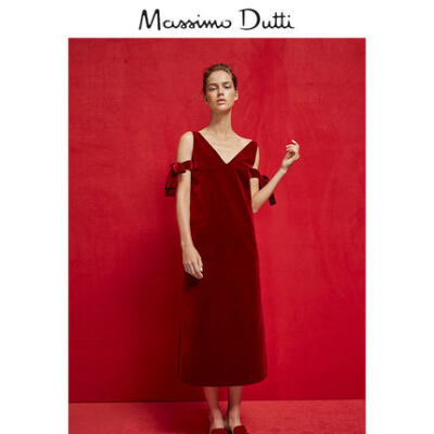 秀场同款 Massimo Dutti 女装 限量版天鹅绒连衣裙 06666555600