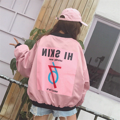 实拍2017秋季新款韩版时尚字母棒球服外套BF宽松休闲夹克女装包邮