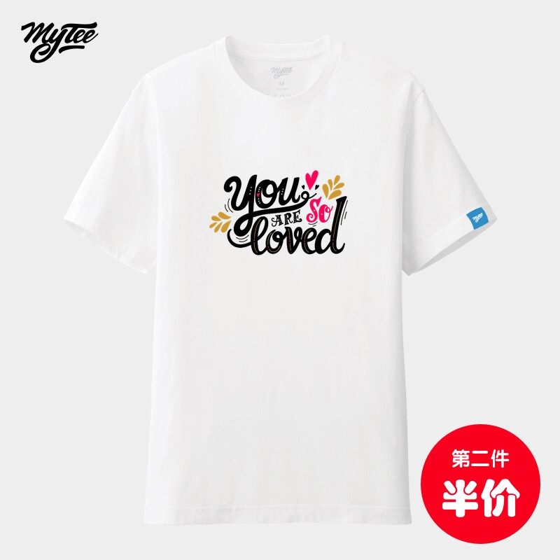 定制 Mytee七夕礼物创意情侣装白色短袖男女T恤可自己定制图案love