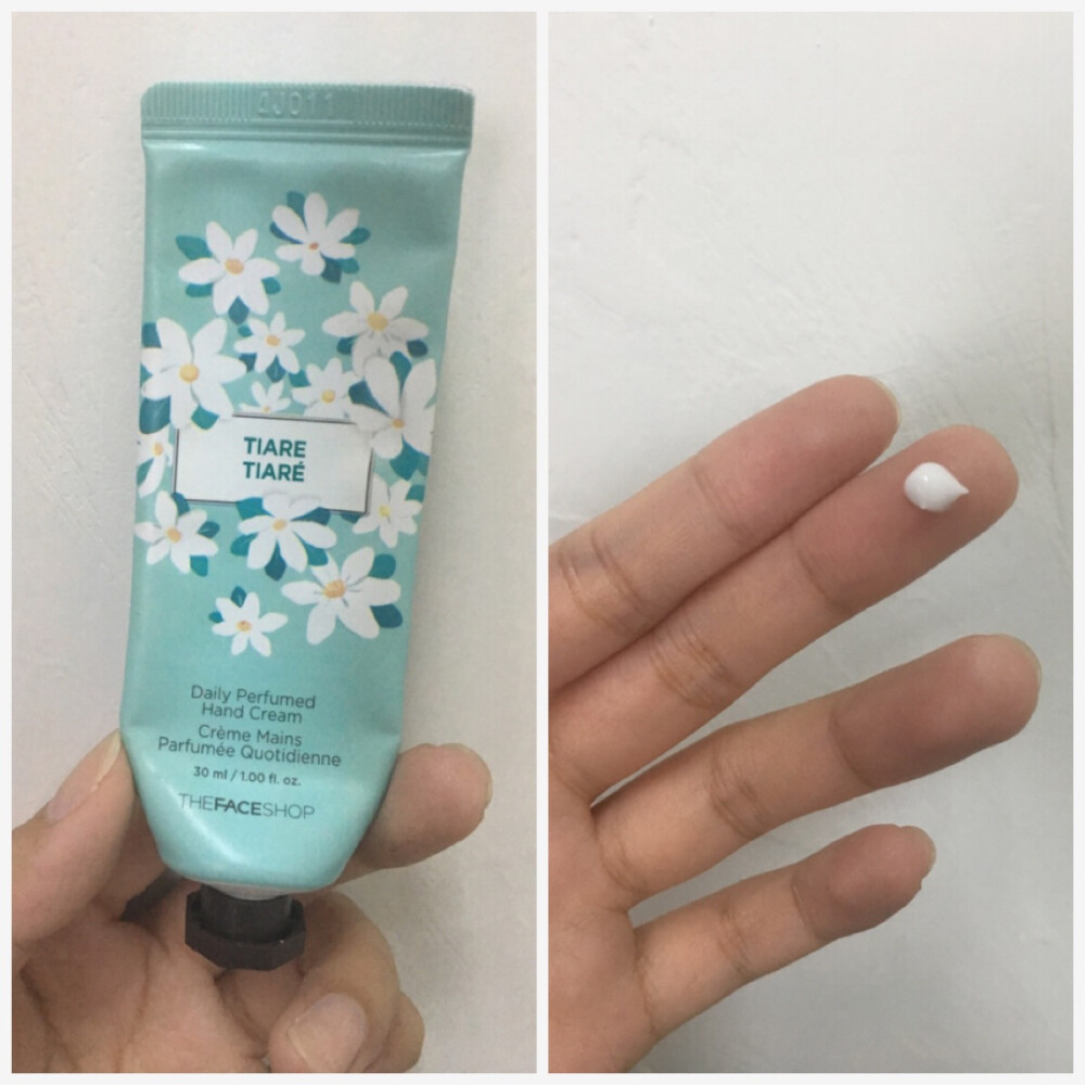 cm-az the face shop 栀子花味护手霜（30ml） 白色cream状，擦上手不油腻，有淡淡的栀子花加一点点牛奶味，洗完手还是会保留一半的滋润度，以这个价钱来说中规中矩，不算非常棒的栀子花味，不会回购。