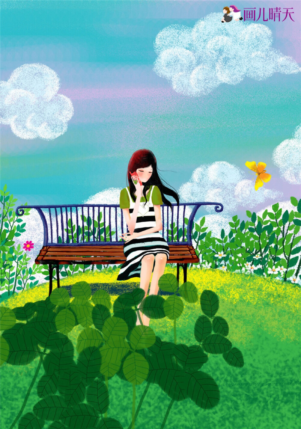 彼岸花，画儿晴天，手绘。