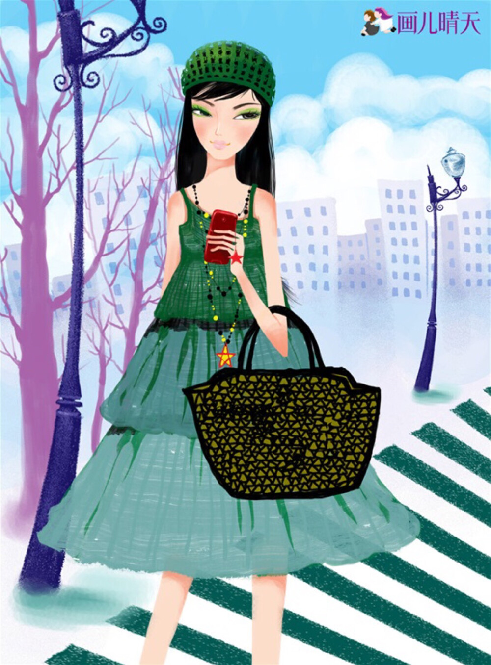 彼岸花，画儿晴天，手绘。