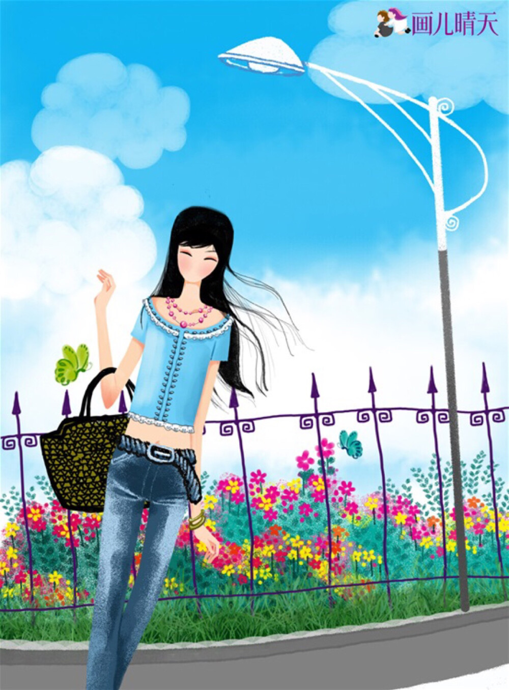 彼岸花，画儿晴天，手绘。