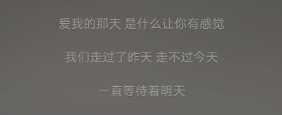 爱我的那天/是什么让你有感觉/我们走过了昨天/走不过今天/一直等待着明天-----《那天》