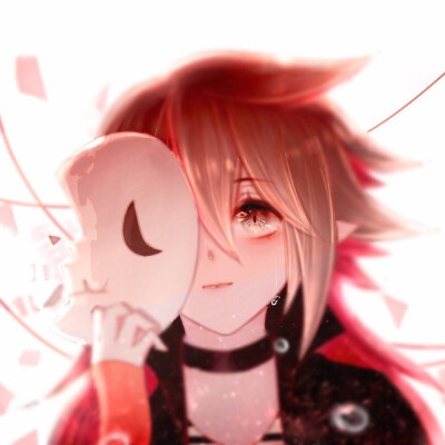 狐面 情头 女头 流泪 红发 二次元 