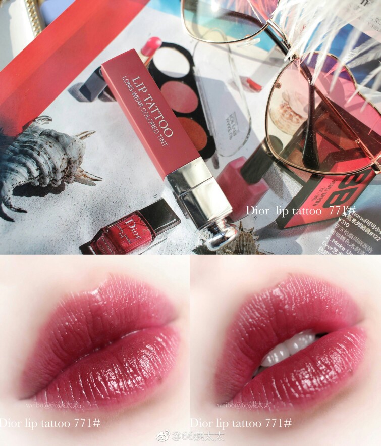 || DIOR ADDICT LIP TATTOO
DIOR染唇液771
是这个系列我买的第一支颜色 一见钟情
像是喝完红酒桑格利亚在嘴巴上留下的颜色
樱桃浆果红 超级显白
质地水润 涂上去有感觉到凉凉的薄荷感
干了之后不掉色 非常！持久！所以卸的时候要稍微注意卸干净
@66姨太太