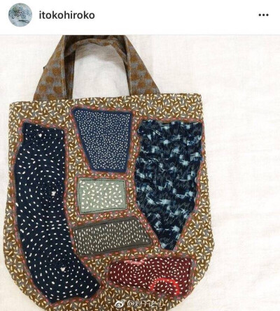 #刺子绣##sashiko # 都是米粒的绣法，集结成束，别致。图片引用来自于Instagram Itokohiroko