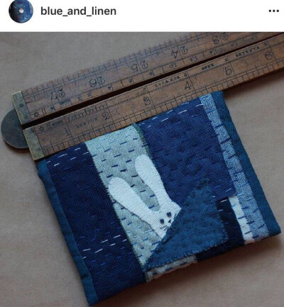 蓝系拼布，直线，和小兔子。图片引用来自于instagram Blue_and_linen ​​​