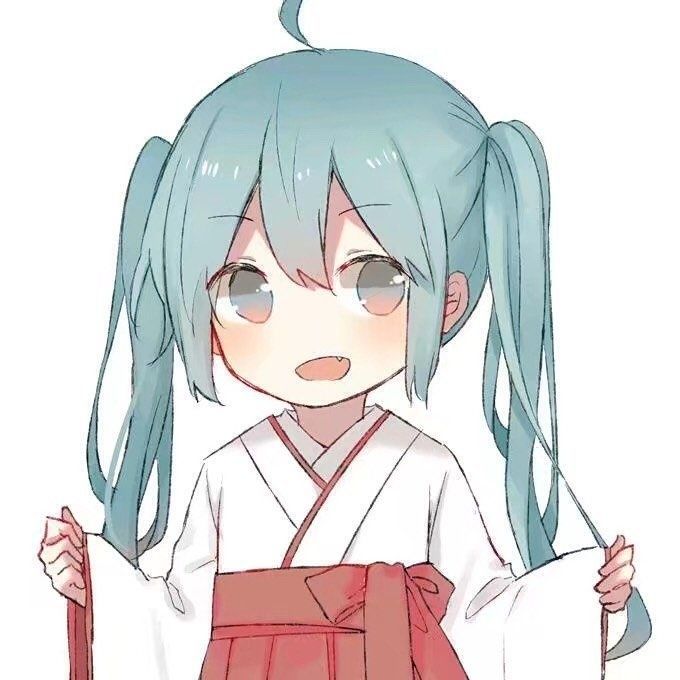 二次元 动漫 初音未来 头像 双马尾 女生 可爱 和服 呆毛