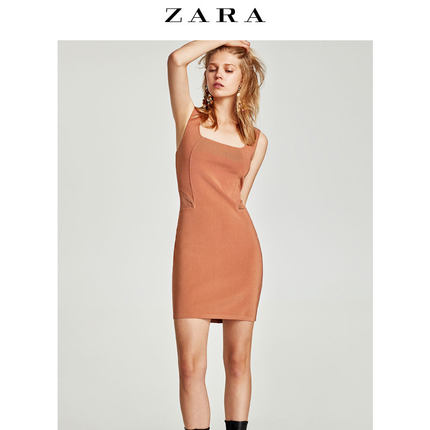 ZARA 新品 女装 腰身拼接裁剪肩带连衣裙 07275100620