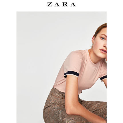 ZARA 新品 女装 滚边 T 恤 07568221620