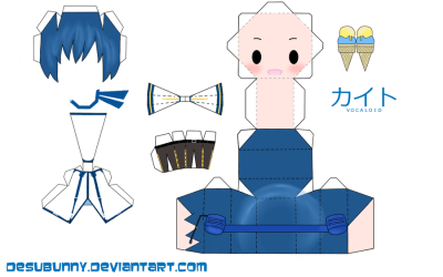 Chibi Kaito Papercraft by tsunyandere