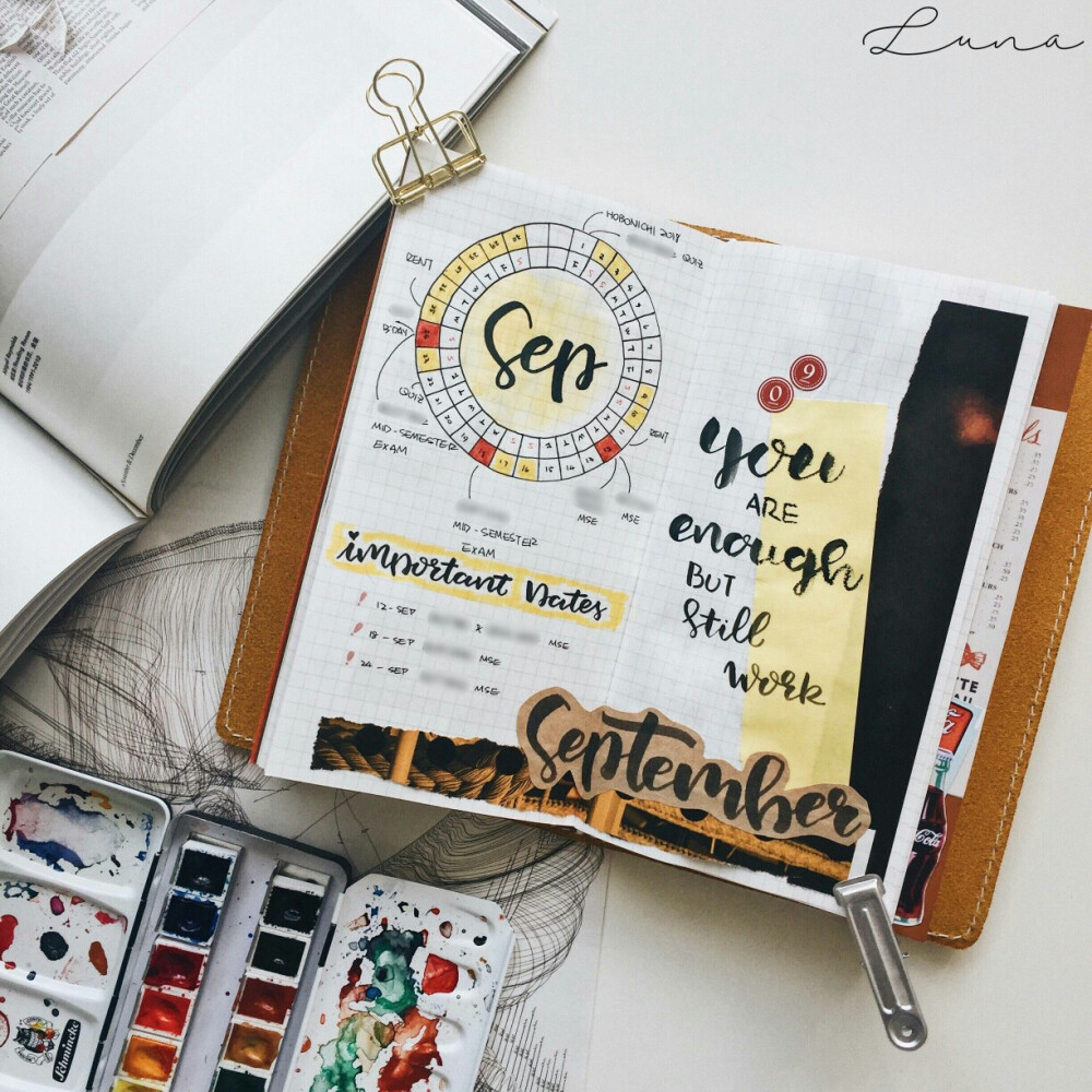 bujo手帐【图源来自于微博@lunaaaaaah，侵删】水彩大佬，好看到没朋友！