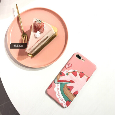 粉色少女心草莓蛋糕iPhone7/6s手机壳 苹果7plus保护壳i6磨砂硬壳
