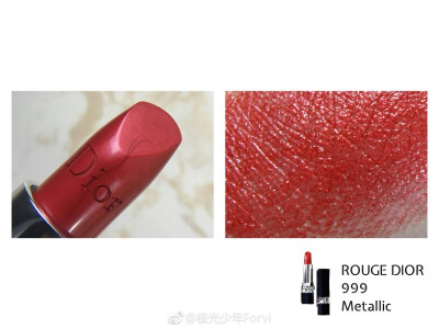 ROUGE DIOR 迪奥 金属 999 Metallic 试色
金属999，新色，大红底色加入细密闪片，没到没朋友了，而且并不会因为加了闪就变得不日常，绝对的锦上添花，有点像唇膏版ysl46唇釉，值得买！
@极光少年forvi