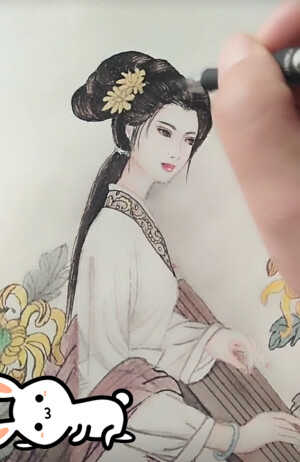 手绘 人物 女孩    古代女子 忧伤 围脖-染菇凉的蜗居 有视频