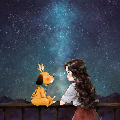 眼里的星星 ~ 来自韩国插画家Aeppol 的「森林女孩日记-2017」系列插画。