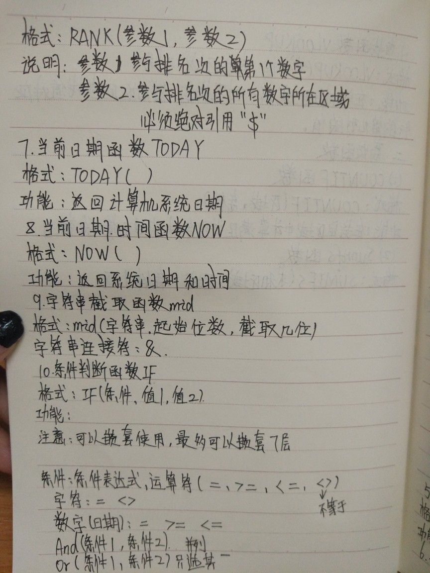 计算机等级考试 高级Office中的Excel
自己写的笔记 内容和图片是一样的
第七页.