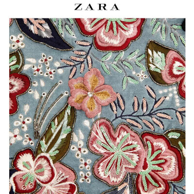 ZARA 新品 女包 刺绣天鹅绒大包 