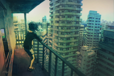 残暑の街 绘师：あきま 本作品pixiv id=64840888