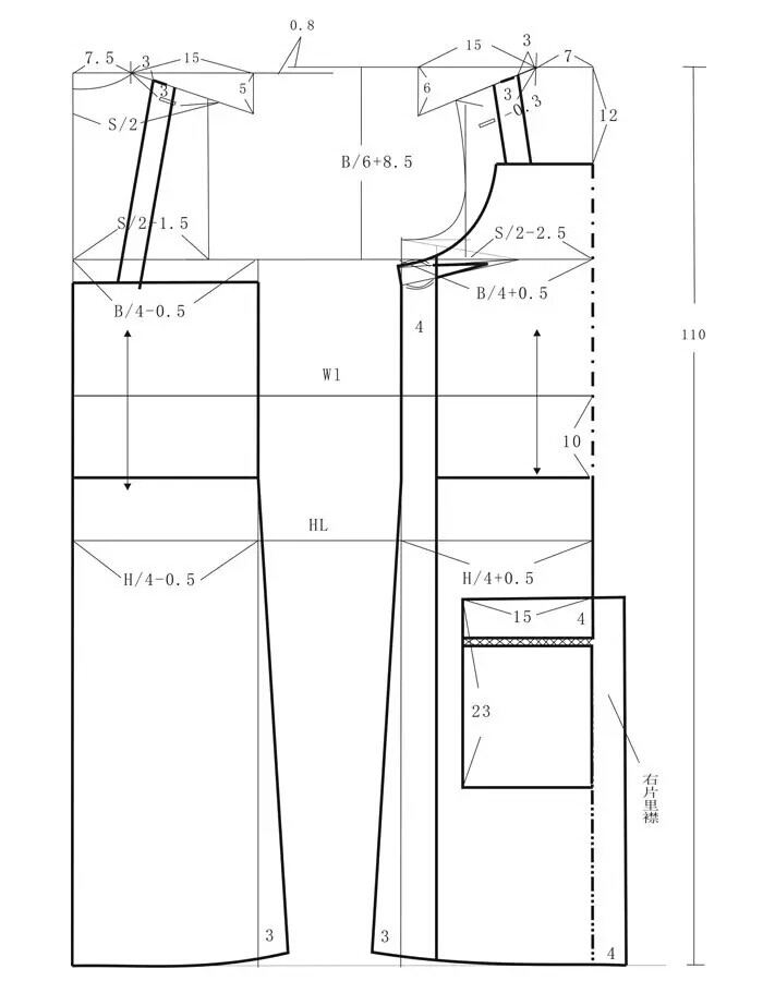 背带裙打版