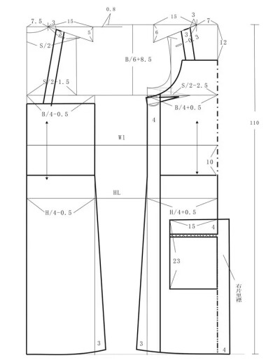 背带裙打版