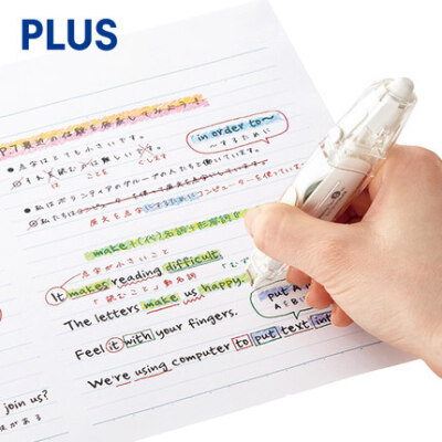 日本普乐士PLUS蜡笔水彩荧光修饰带修正带手账DIY花边装饰带