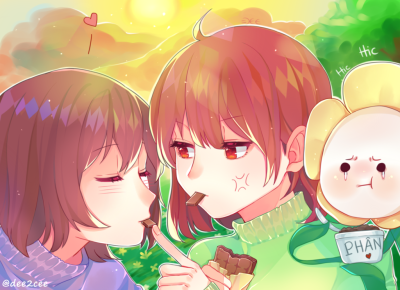 dee2cee 二次元 插画 少女 游戏 Undertale Frisk Chara