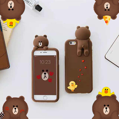 韩国代购同款LINE FRIENDS布朗熊苹果iPhone6/6s手机壳硅胶软壳
