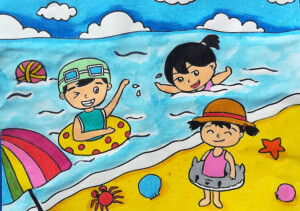 海边游泳