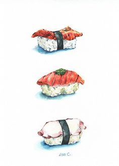 Watercolor Print SushiNo 1. Kitchen Wall Decor by WaterandColorCo