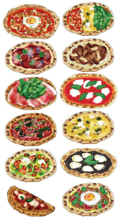 Food illustration: Pizza Illustration by Ayu Akiyama Delicious Design Tokyo, Japan