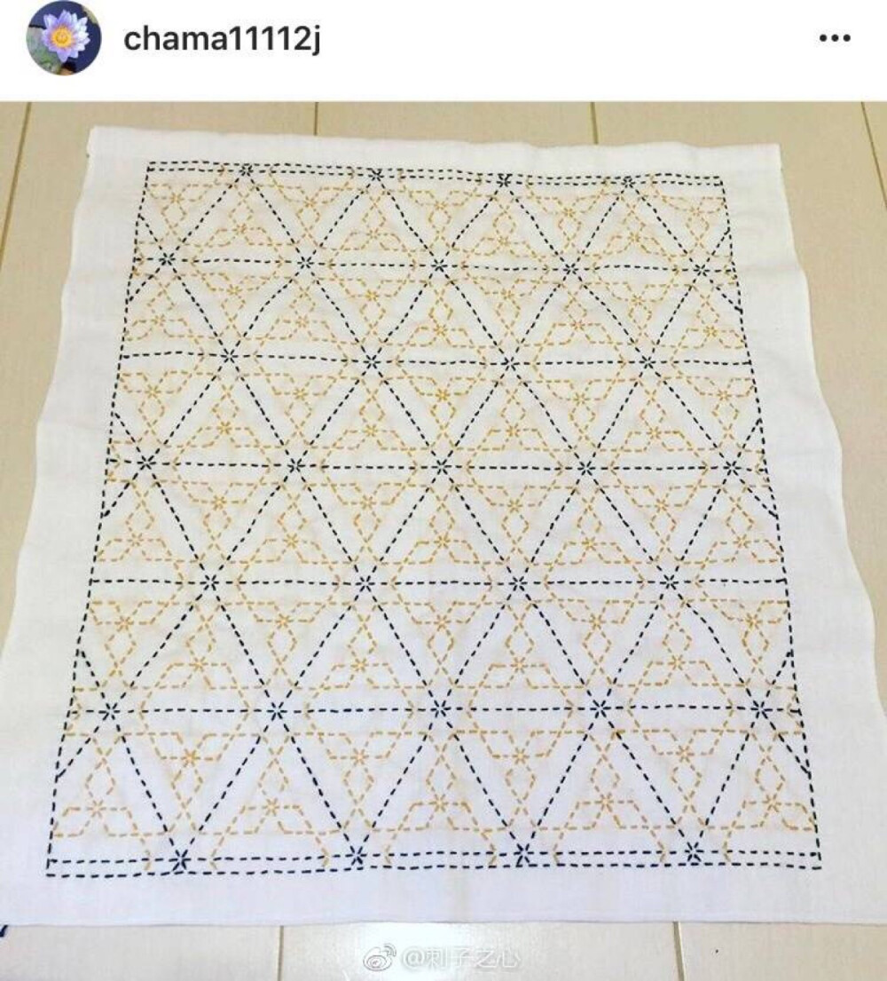 #sashiko##刺子绣##sashiko # 一些花布巾的图案。图片引用来自于Instagram Chama111112j ​​​