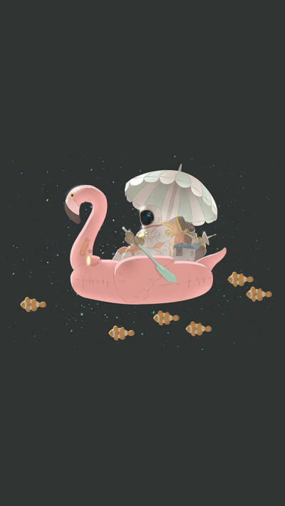 宇航员与火烈鸟