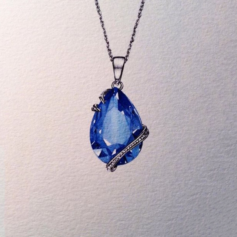 彩铅手绘钻石项链