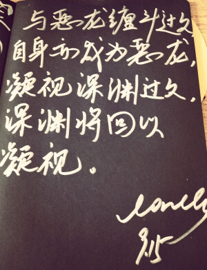 与恶龙缠斗过久，自身亦成为恶龙，凝视深渊过久，深渊将回以凝视。-----《失乐园》