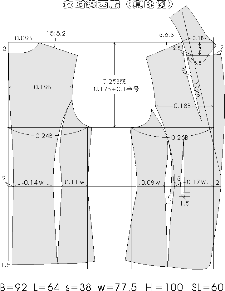 西装打版图