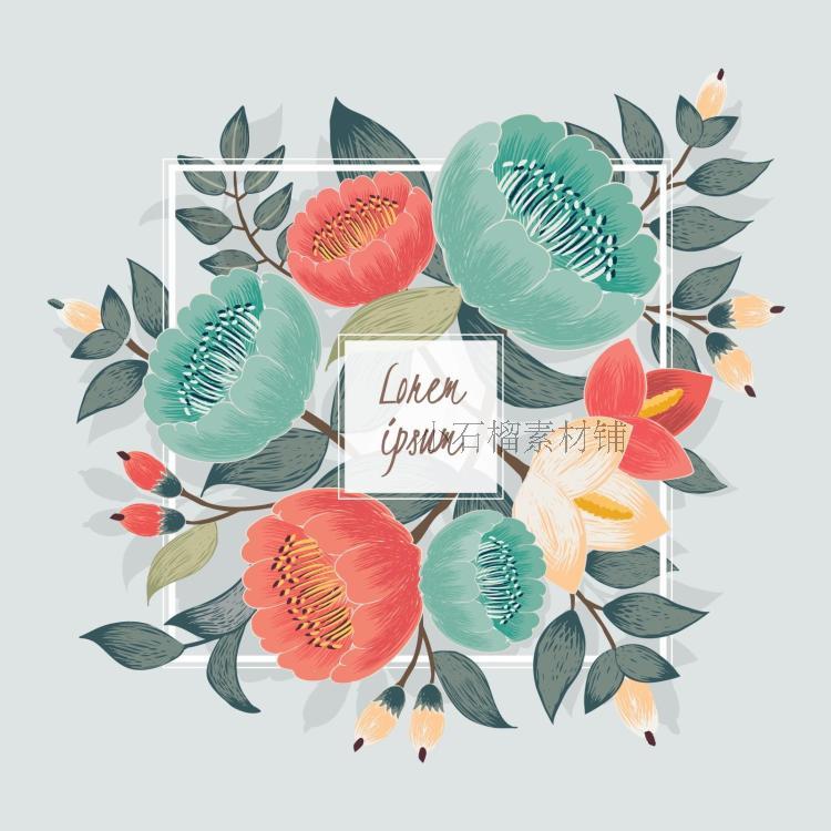 森系手绘小清新浪漫婚礼鸟水彩花朵海报背景模板矢量素材ai266