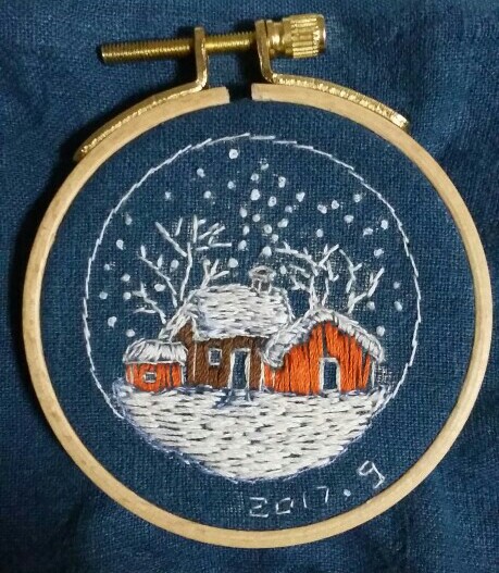 冬.雪.小房子 刺绣