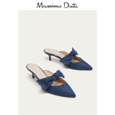 Massimo Dutti 女鞋 牛仔布露跟高跟鞋 16270221017