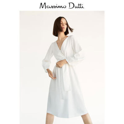 Massimo Dutti 女装 环保系列 府绸连衣裙 06671639250