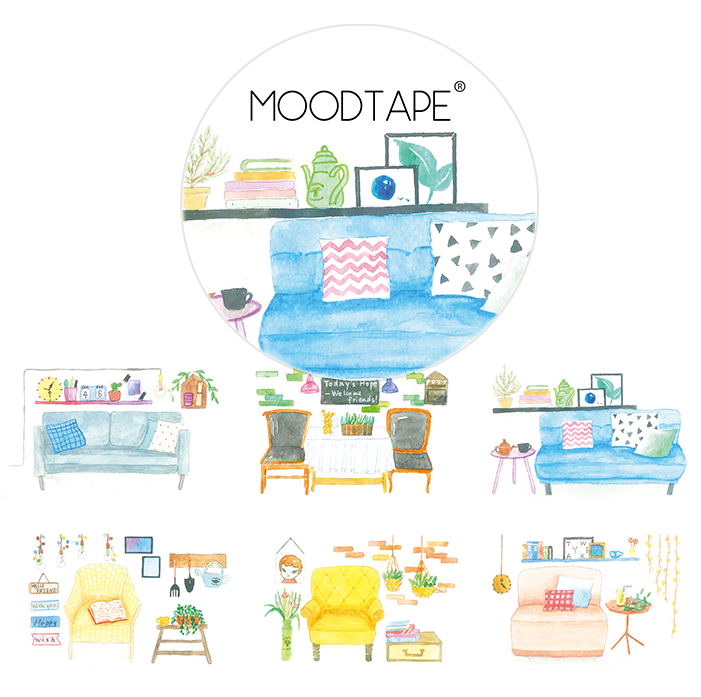 moodtape.懒人沙发。mood原创手帐装饰和纸胶带 循环分装