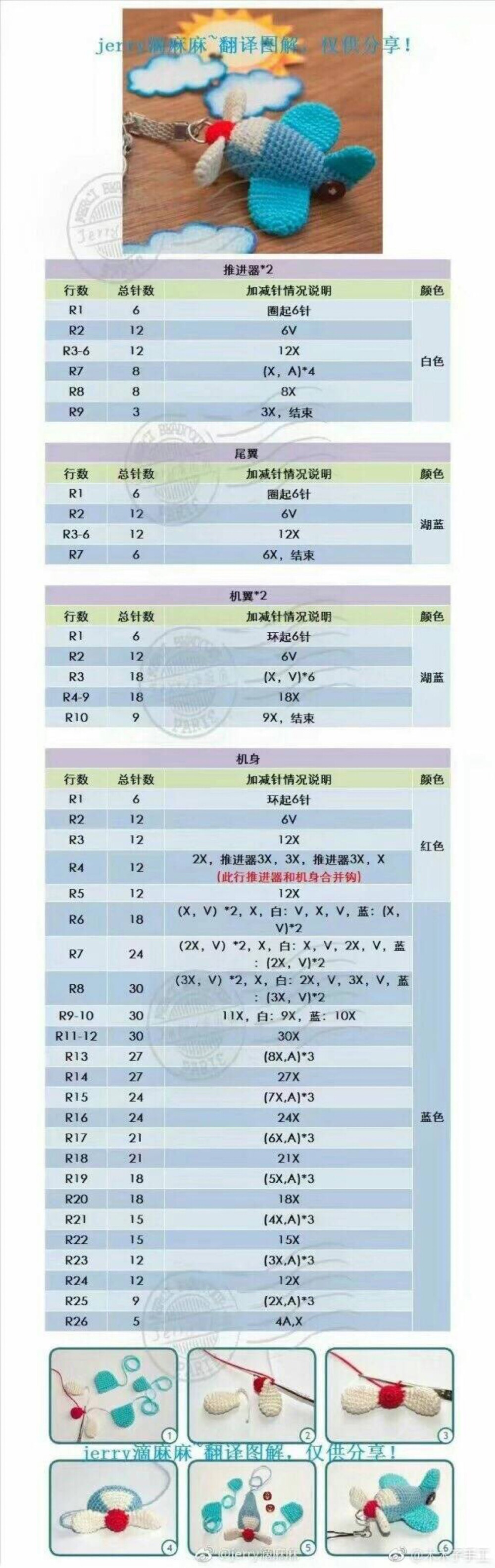 飞机挂件钩针图解