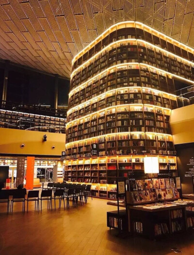 韩国百货公司COEX MALL17年五月开幕的「星空图书馆」（Starfield Library）